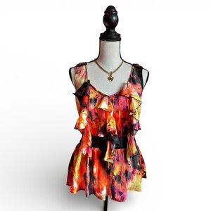 XOXO Sheer Ruffle Babydoll Tank Top Size M